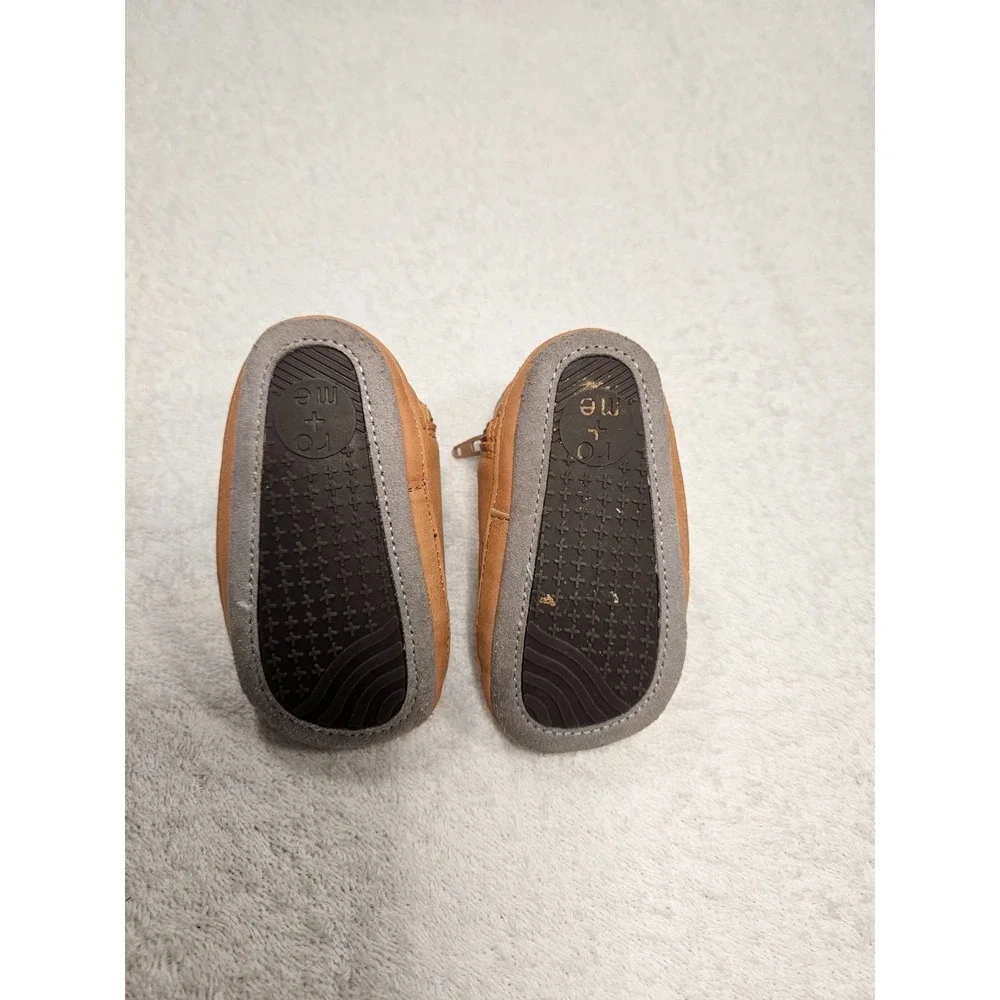 UGG Baby Brown Faux Leather Lace-Up Booties Side Zip Shoes 6-12 Months